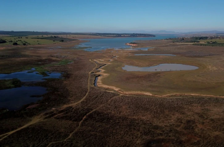 Vue aérienne du lac Furnas à Pimienta, le 19 juillet 2021 dans l'Etat du Minas Gerais, au Brésil