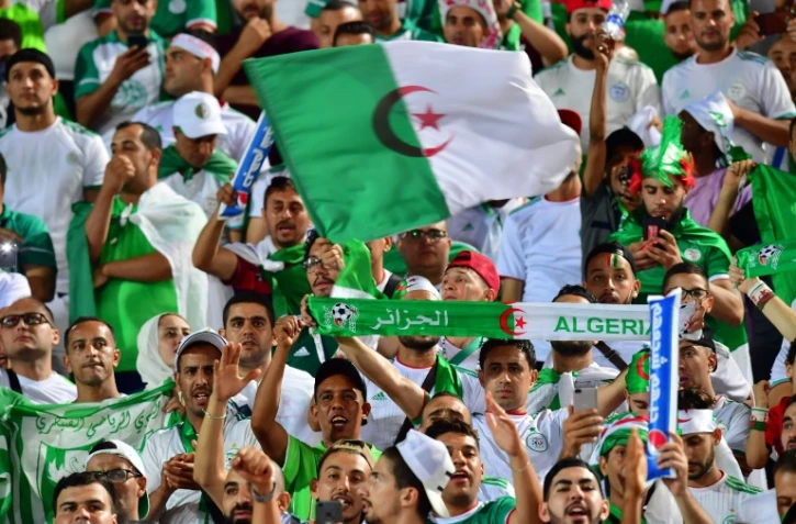 Des supporters algériens célèbrent la victoire de l'Algérie sur le Sénégal en finale de la Coupe d'Afrique des nations au Caire, le 19 juillet 2019.