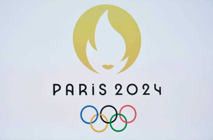 Logo des Jeux Olympiques de 2024 lors de sa présentation le 21 octobre 2019 au cinéma le Grand Rex à Paris