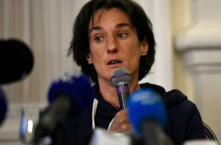 L'alpiniste française Elizabeth Revol lors d'une conférence de presse à Chamonix (France) le 7 février 2018 