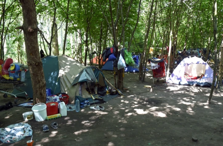 Le campement sauvage de Grande-Synthe dans le nord de la France le 18 juillet 2017