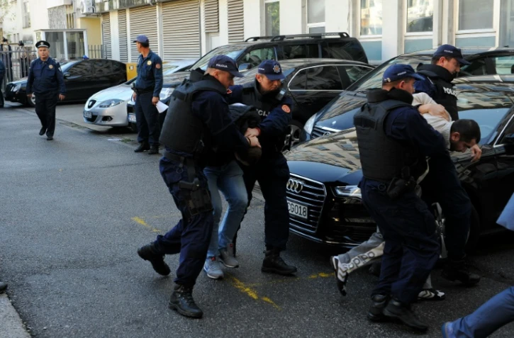 Arrestations par la police monténégrine, le 16 octobre 2016 à Podgorica 