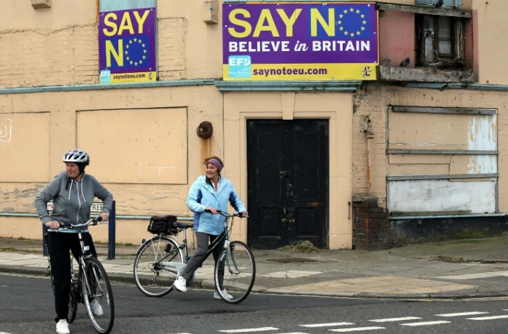 Un panneau pour le retrait du Royaume-Uni de l'Union européenne à Redcar (nord-est de l'Angleterre), le 27 juin 2017 