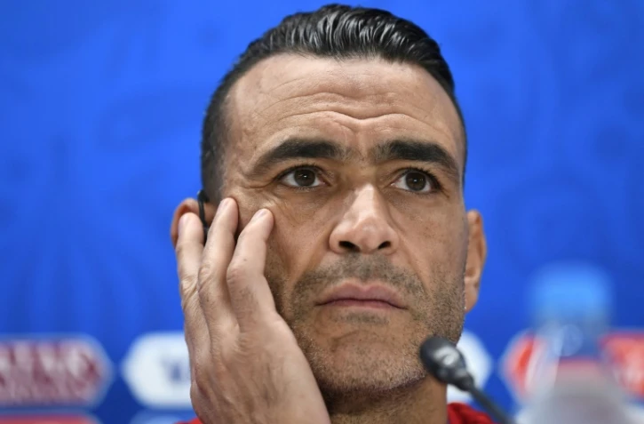 Le gardien de but de l'Egypte Essam El Hadary lors d'une conférence de presse, le 14 juin 2018 à Ekaterinburg  