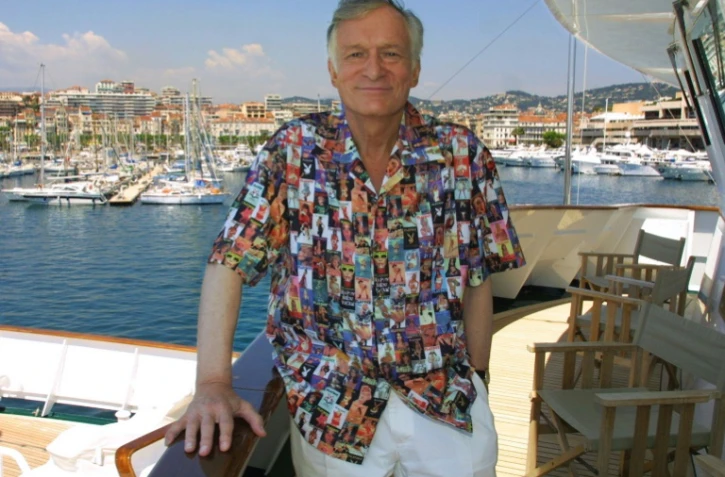 Hugh Hefner, fondateur du magazine Playboy, le 12 mai 2001 à Cannes