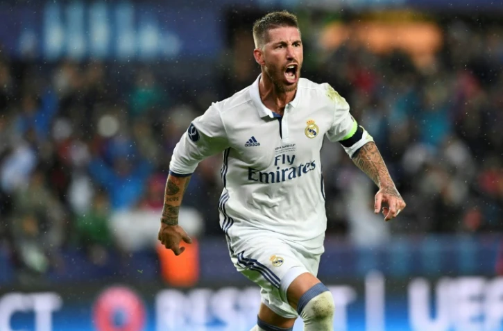 Le défenseur du Real Madrid Sergio Ramos, auteur du but de l'égalisation contre le Séville FC lors de la Supercoupe d'Europe, le 9 août 2016 à Trondheim