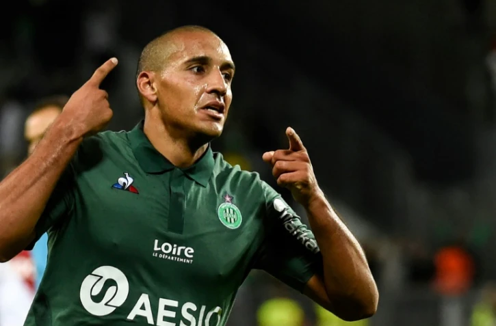 Le milieu de terrain de Saint-Etienne Wahbi Khazri buteur lors de la victoire à domicile face à Monaco 2-0 en 8e journée de L1 le 28 septembre 2018