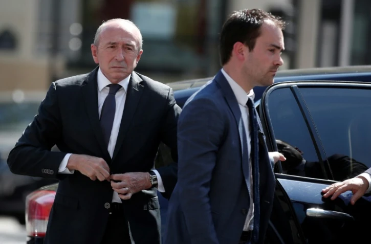 Le ministre de l'Intérieur, Gérard Collomb (G), le 20 avril 2018 à Paris