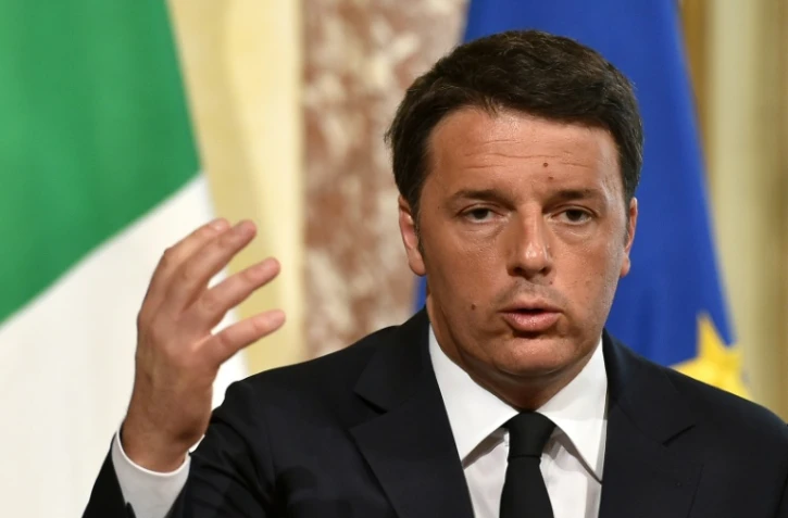 Le président du Conseil italien Matteo Renzi lors d'une conférence de presse à Rome, le 7 avril 2016
