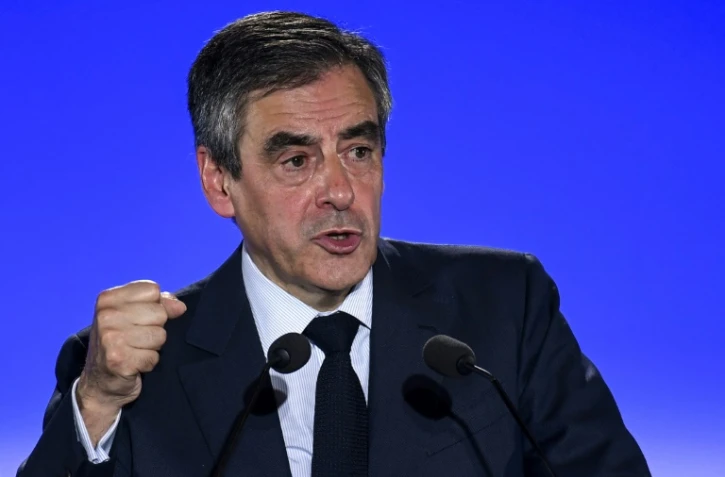 François Fillon lors d'un meeting de campagne à Chassieu près de Lyon le 12 avril 2017
