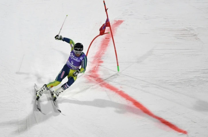 Le Suédois Matts Olsson lors du géant parralèle d'Alta Badia en Italie, le 18 décembre 2017