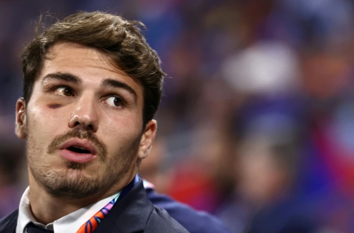 Le demi de mêlée du XV de France, Antoine Dupont, qui a été autorisé à reprendre les entraînements par son chirurgien, le 6 octobre 2023 à Lyon lors du match France-Italie