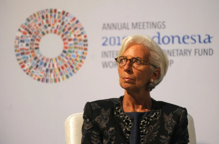 La directrice du Fonds monétaire international (FMI) Christine Lagarde lors d'une conférence à Bali, où FMI et Banque mondiale tiennent leur réunion annuelle