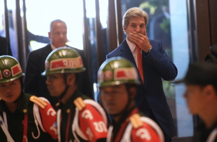 le secrétaire d'Etat américain John Kerry arrive à une séance des rencontres annuelles de l'Asean, le 25 juillet 2016 à Vientiane, au Laos