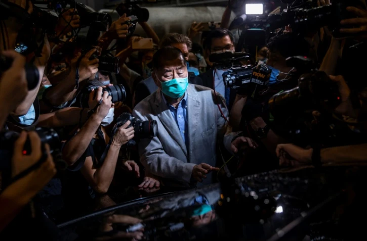 Le magnat des médias hongkongais Jimmy Lai à sa libération le 12 août 2020 à Hong Kong