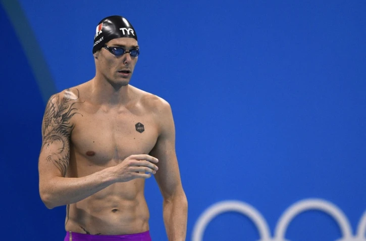 Camille Lacourt dans le bassin du 100 mètres à Rio de janeiro, le 7 août 2016
