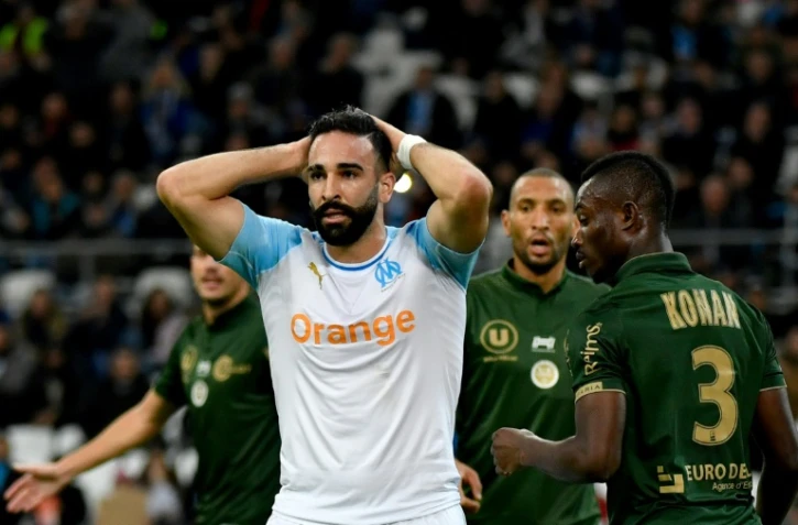 Le défenseur de l'OM Adil Rami contre Reims, au Vélodrome, le 2 décembre 2018