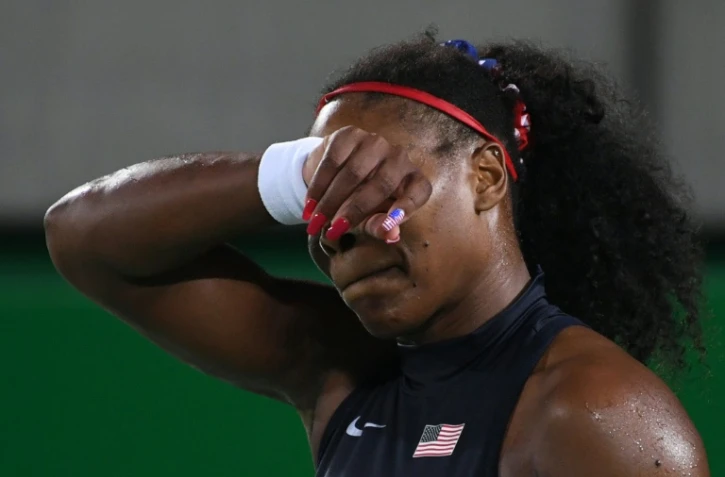 Serena Williams réagit après avoir perdu un point face à Elina Svitolina, le 9 août 2016 lors des Jeux de Rio