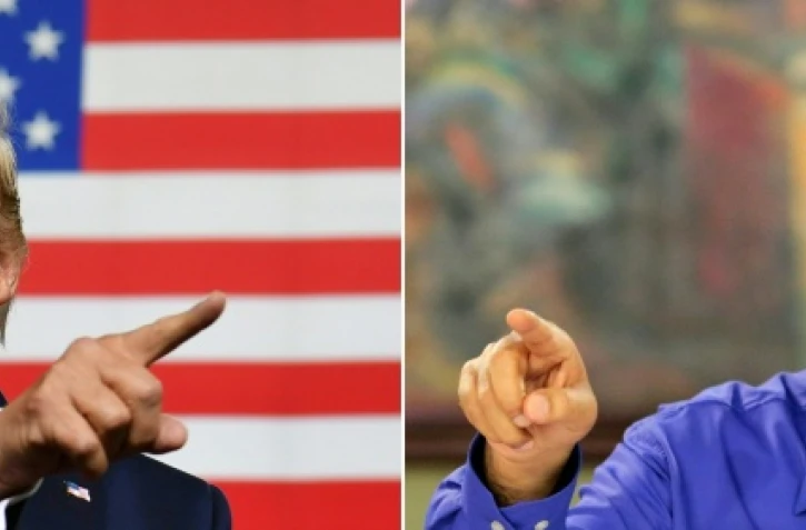 Combo réalisé en 2019 de portraits de Donald Trump (g) et Nicolas Maduro