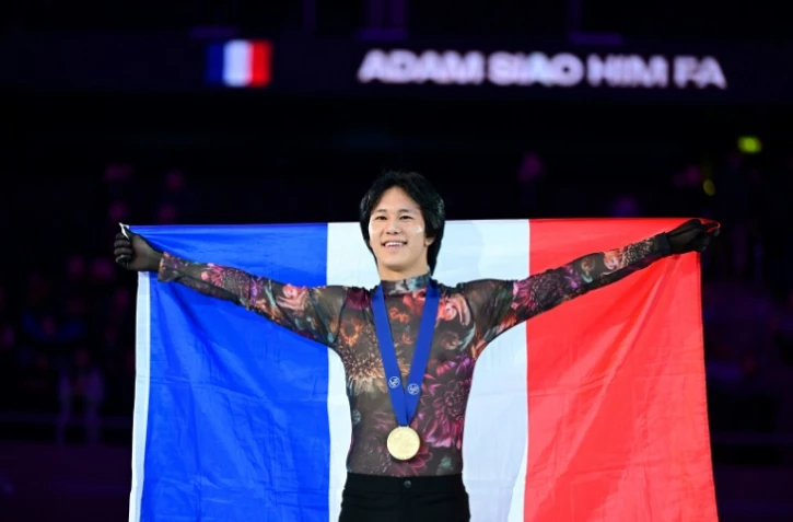 Le Français Adam Siao Him Fa champion d'Europe de patinage artistique, le 12 janvier 2024 Ă Kaunas (Lituanie)Â