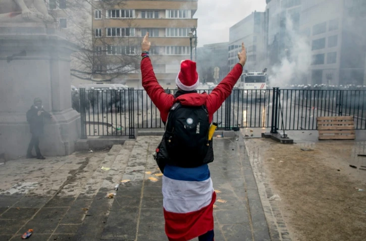 Manifestation contre les restrictions sanitaires à Bruxelles, le 23 janvier 2022
