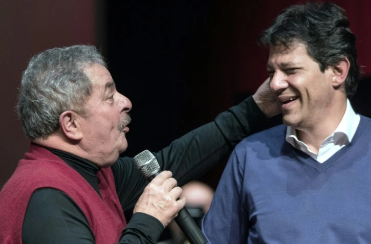 Lula et Fernando Haddad, le 27 septembre 2012 à Sao Paulo.