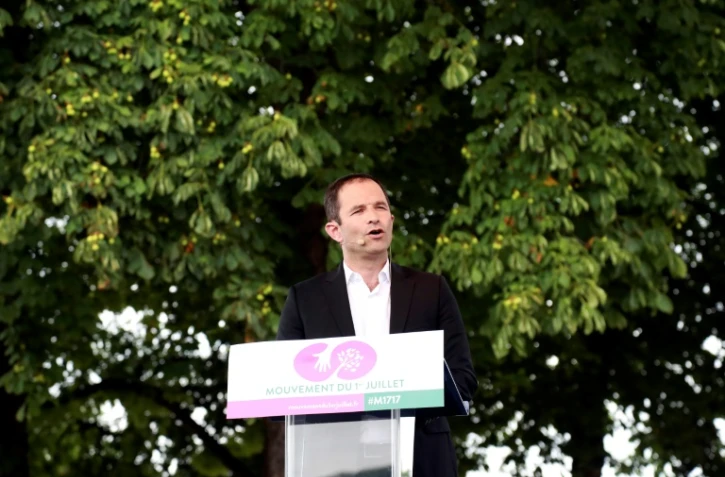 L'ancien candidat PS à la présidentielle Benoît Hamon annonce à Paris son départ du Parti socialiste, le 1er juillet 2017