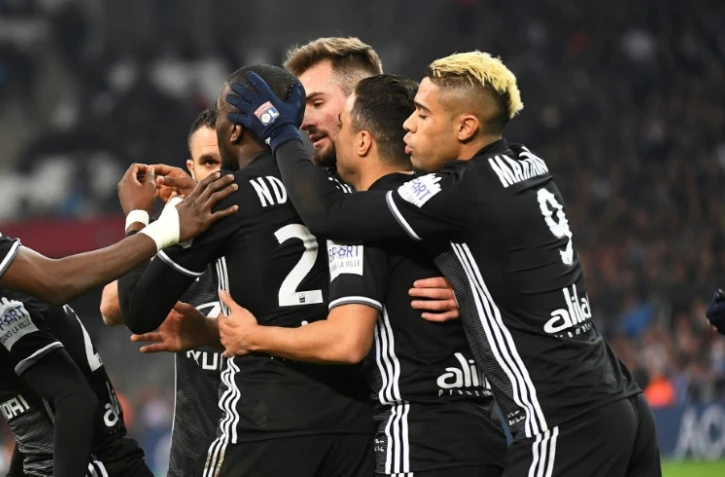 Les Lyonnais vainqueurs du choc de Ligue 1 face à Marseille, le 18 mars 2018 au Vélodrome 