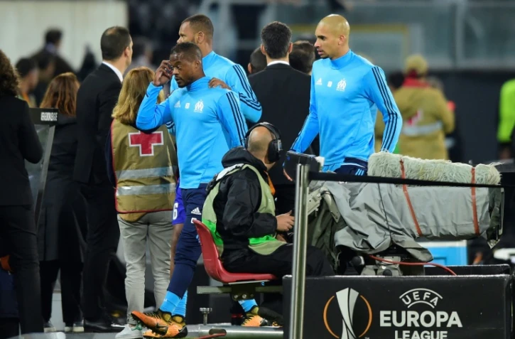 Le défenseur de l'OM Patrice Evra après les incidents avec des supporters marseillais, le 2 novembre 2017 à Guimaraes