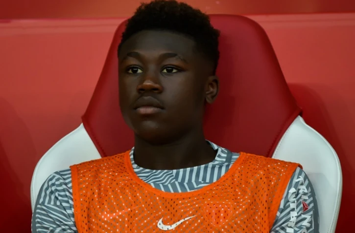 Le jeune défenseur de Monaco Kevin N'doram, avant un match contre Lille, le 10 septembre 2016 à Villeneuve d'Ascq
