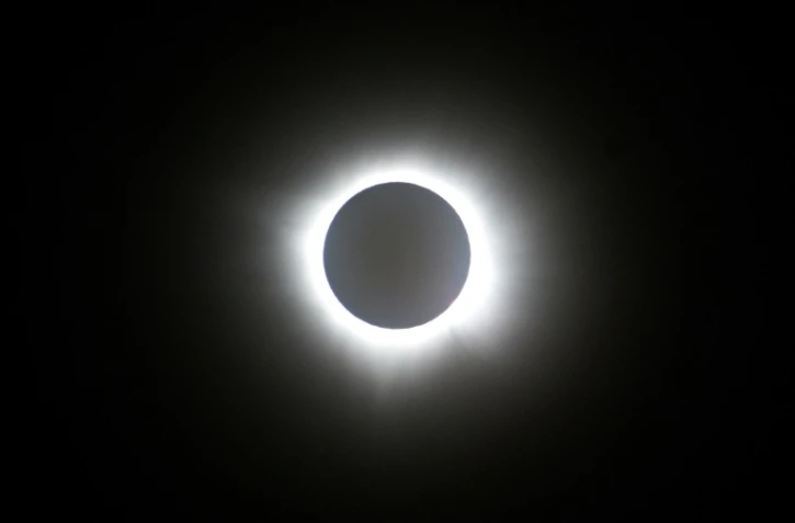 Une éclipse solaire totale observée depuis Nazas, dans l'État de Durango, le 8 avril 2024 au Mexique