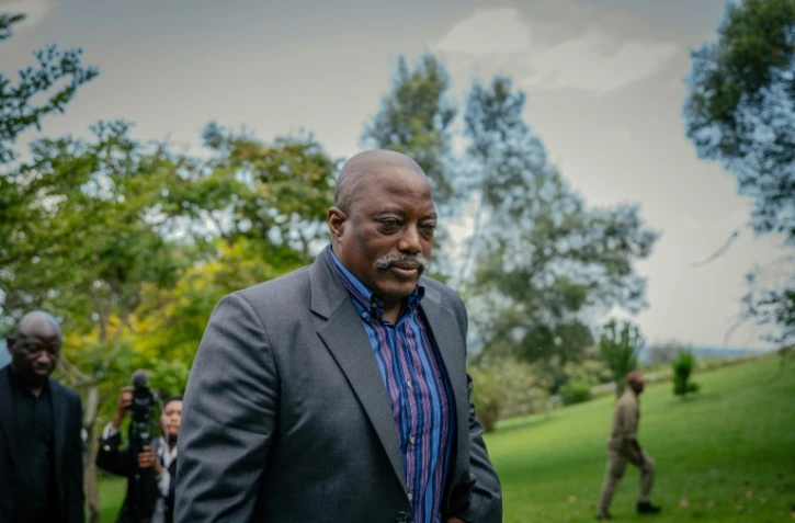 L'ancien président de la RDC, Joseph Kabila, lors d'une rencontre avec des dirigeants de diverses confessions religieuses dans l'une de ses résidences à Goma, le 29 mai 2025