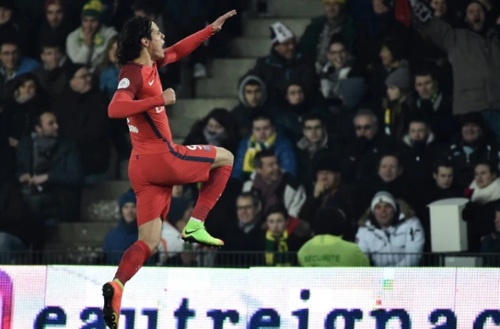 L'attaquant parisien Edinson Cavani, auteur d'un doublé face à Nantes à La Beaujoire, le 21 janvier 2017