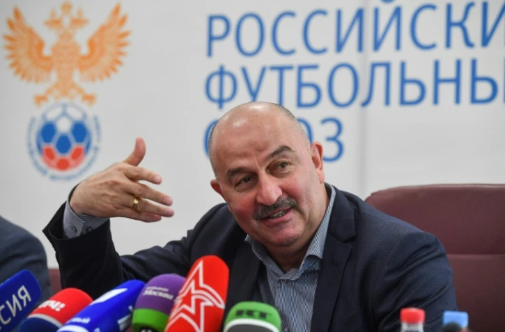 L'entraîneur de l'équipe de Russie Stanislav Cherchesov en conférence de presse, le 22 mai 2018 à Moscou