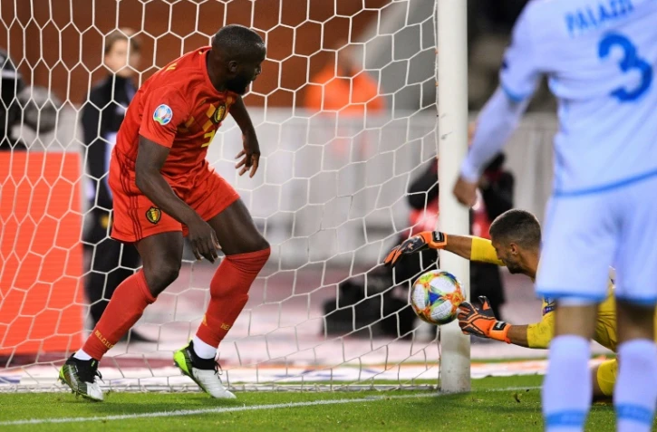 L'attaquant belge Romelu Lukaku lors du match de qualification à l'Euro-2020 face à San Marin, le 10 octobre 2019 à Bruxelles