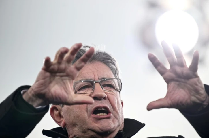 Le candidat des Insoumis à la présidentielle, Jean-Luc Mélenchon, lors d'un meeting à Toulouse le 3 avril 2022