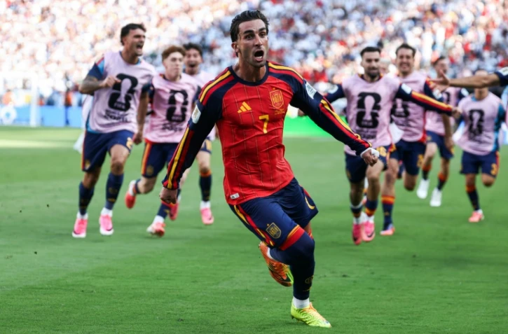 La joie de Ferran Torres, buteur et héros de la finale qui a sacré l'Espagne face à l'Argentine en finale du Mondial, le 19 juillet 2026 à East Rutherford