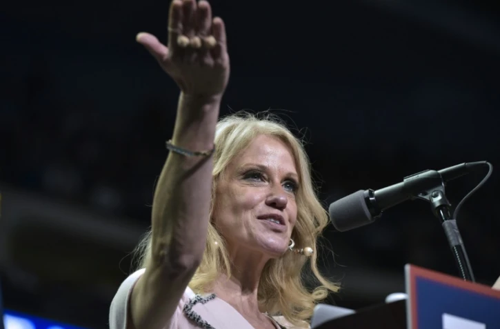 Kellyanne Conway, la directrice de campagne de Trump lors d'un meeting à Hershey, le 4 novembre 2016