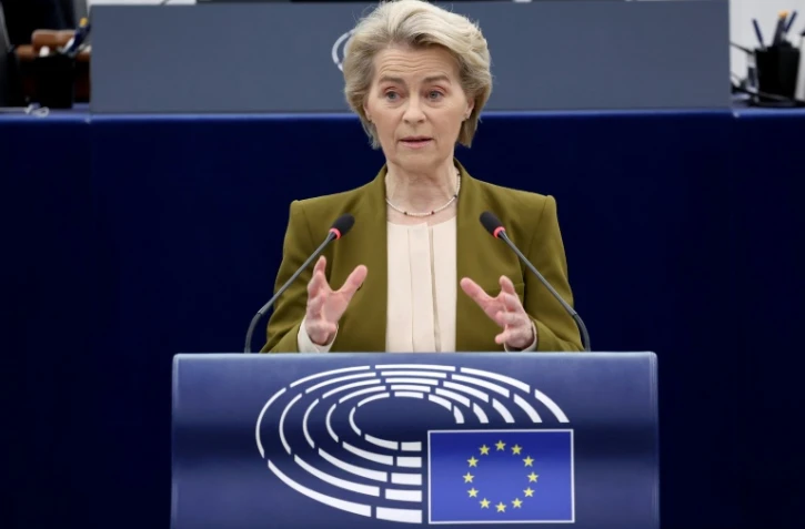 La présidente de la Commission européenne Ursula von der Leyen 
s'exprime devant le Parlement européen à Strasbourg le 22 janvier 2025