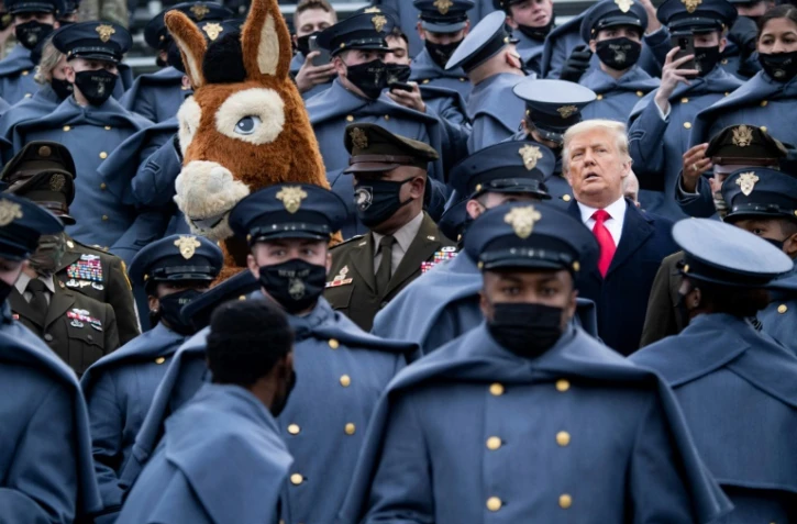 Le président américain Donald Trump au Michie Stadium, à West Point, New York, le 12 décembre 2020