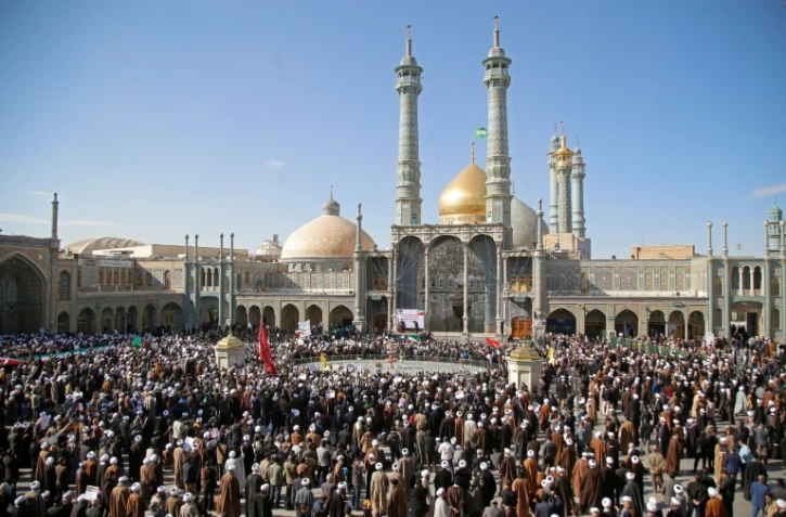 Photo d'un rassemblement pro-régime le 3 janvier 2018 dans la ville iranienne de Qom