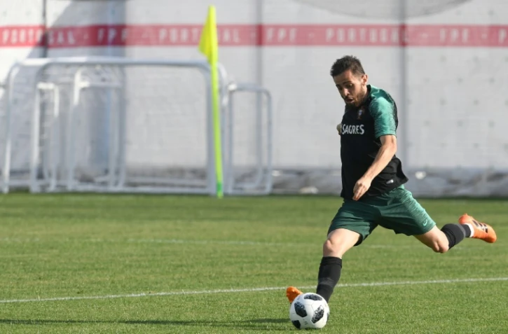 Le milieu de terrain du Portugal Bernardo Silva à l'entraînement à Kratovo le 26 juin 2018 lors du Mondial