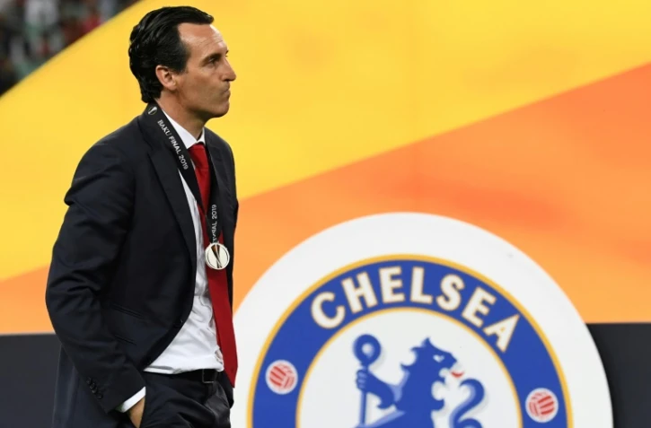 L'entraîneur d'Arsenal Unai Emery dépité après la finale de la Ligue Europa perdue contre Chelsea, le 29 mai 2019 à Bakou