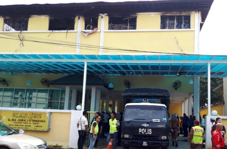 L'école religieuse où s'est déclaré un incendie, le 14 septembre 2017 à Kuala Lumpur, en Malaisie