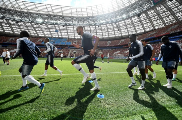 Les joueurs de l'équipe de France à l'entraînement au stade Loujniki, le 25 juin 2018, en vue du match contre le Danemark