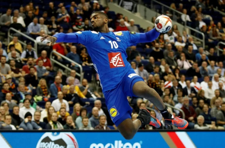 Le Français Dika Mem lors de la victoire face à la Corée à Berlin lors du Mondial le 14 janvier 2019