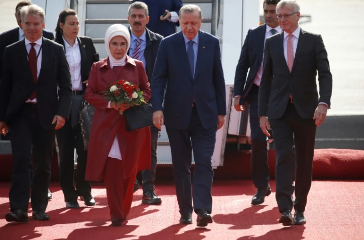 Le président turc Recep Tayyip Erdogan et son épouse Emine, à leur arrivée à Berlin le 27 septembre 2018.