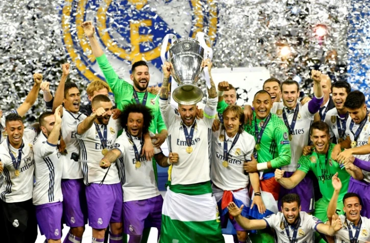 Les joueurs du Real, vainqueurs de la Ligue des champions pour la 2e année consécutive, le 3 juin 2017 à Cardiff