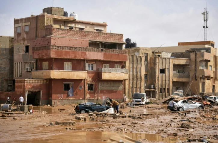 Dégâts causés par les pluies torrentielles à Derna, dans l'est de la Libye, le 11 septembre 2023
