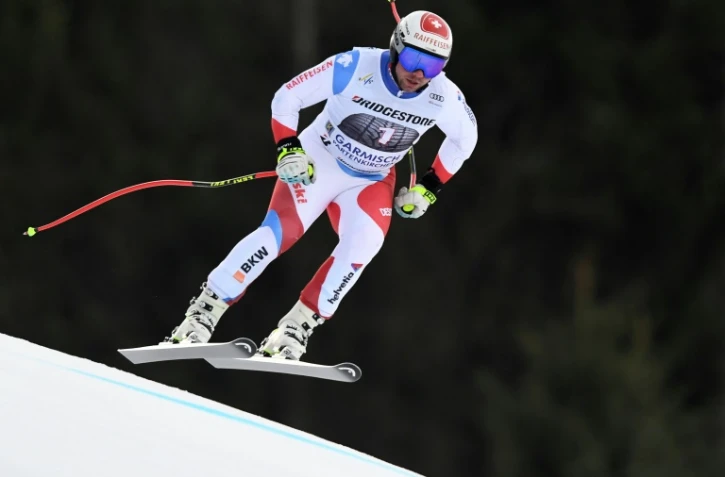 Le Suisse Beat Feuz lors du 1er entraînement pour la deszcente de Garmisch-Partenkirchen, le 25 janvier 2018